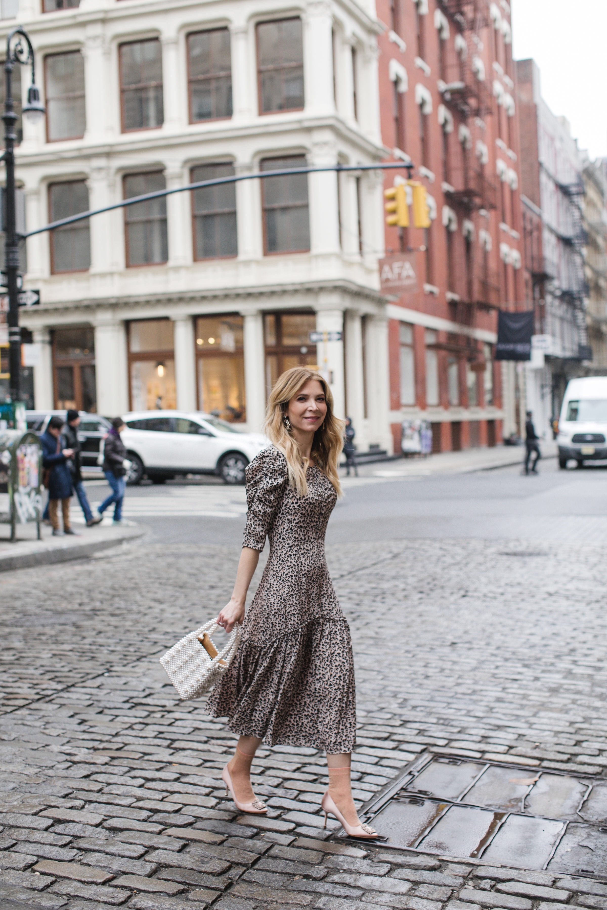 Rebecca Taylor dress, Rebecca Taylor, Shrimps bag, www.abouttheoutfits.com, NYC fashion, NYC street style, Laura Bonner