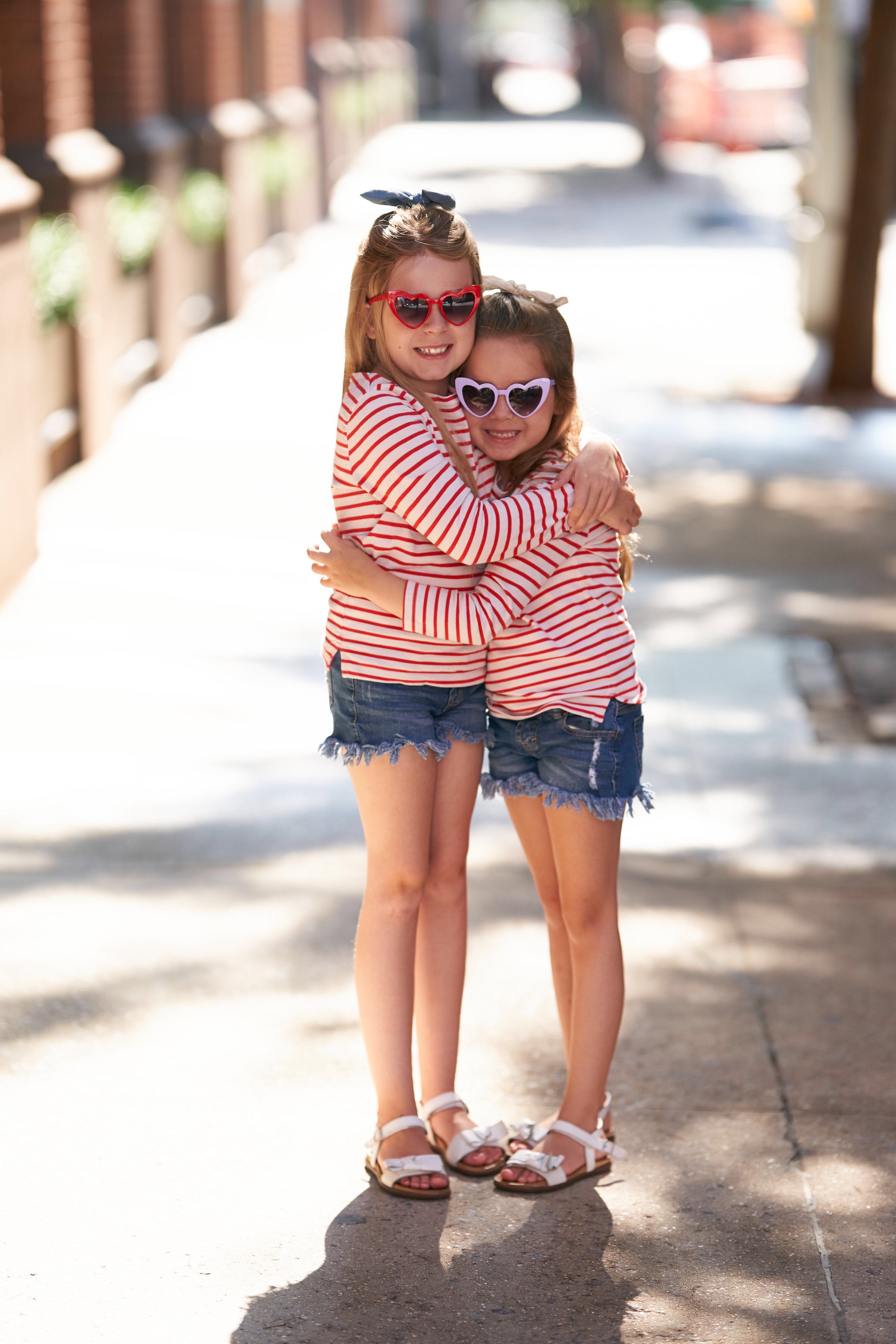 heart sunglasses for girls, heart sunglasses kids, striped t-shirts, mini boden, jean shorts, www.abouttheoutfits.com, Laura Bonner
