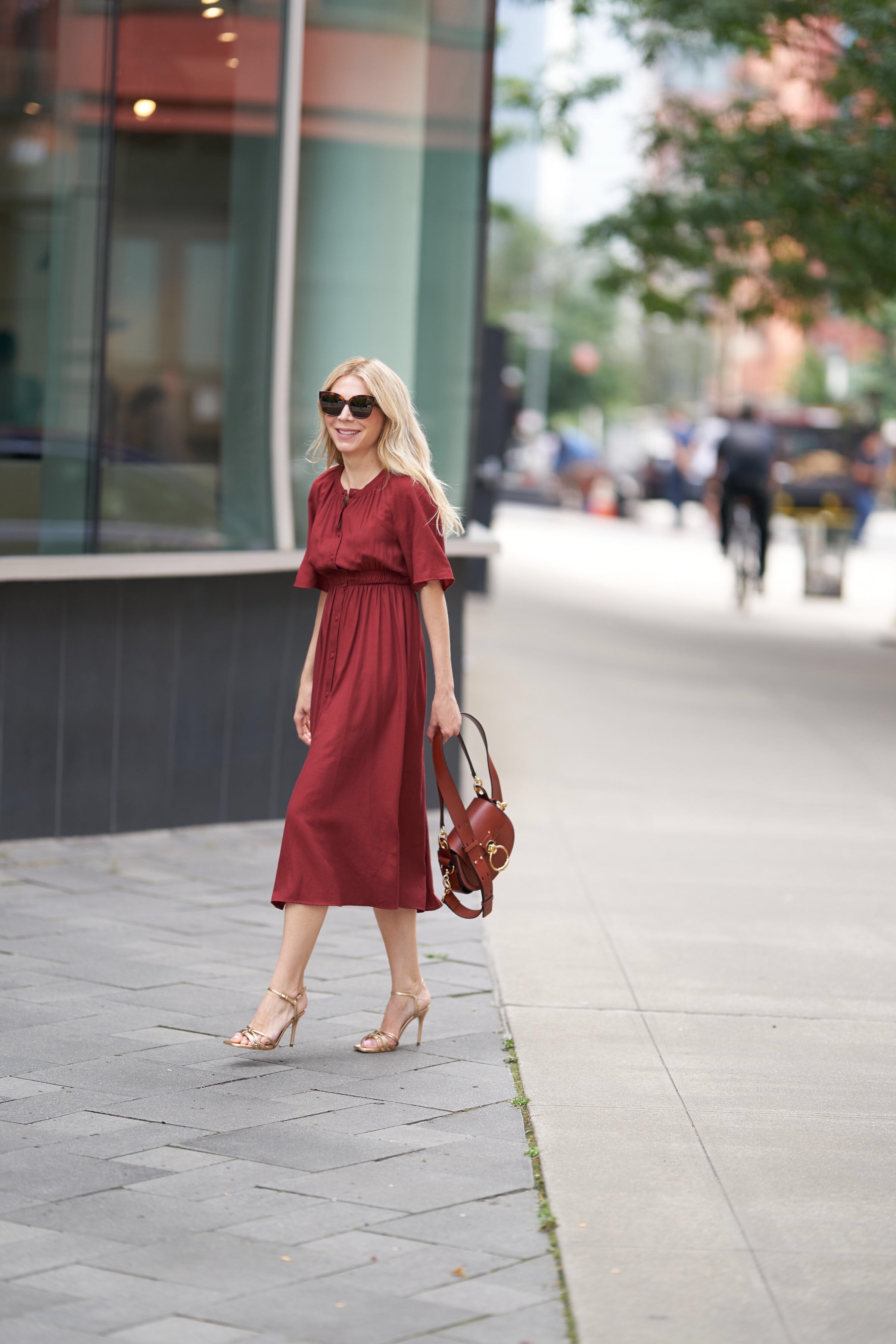 Burgundy shirt dress, Zara shirt dress, Chloe tess bag, Laura Bonner, About the Outfits, NYC Fashion Blogger